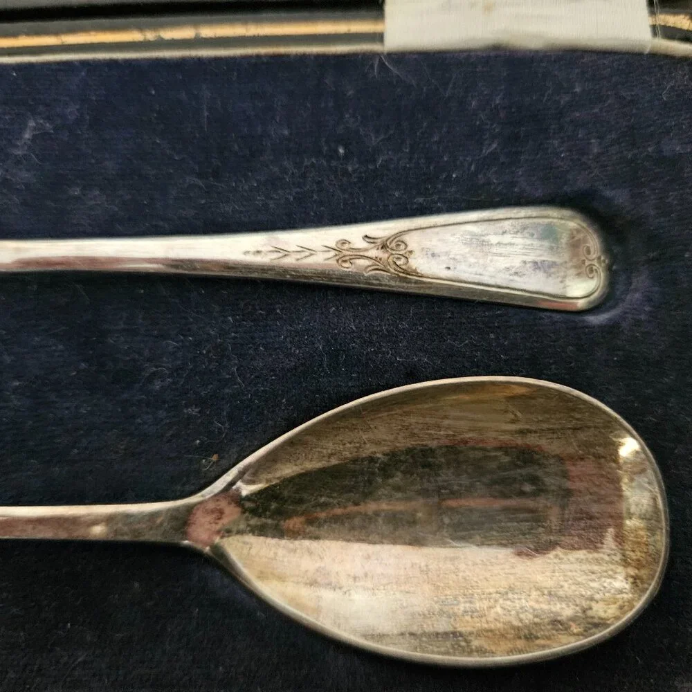 RARE VINTAGE ANTIQUE ART DECO ENGLISH BP BENJAMIN PEMBERTON SILVER SPOON SET BOX